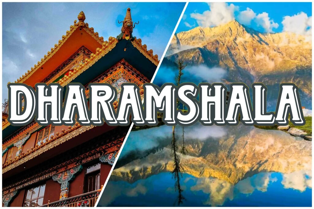 Hillside monasteries and views of the Dhauladhar range in Dharamshala