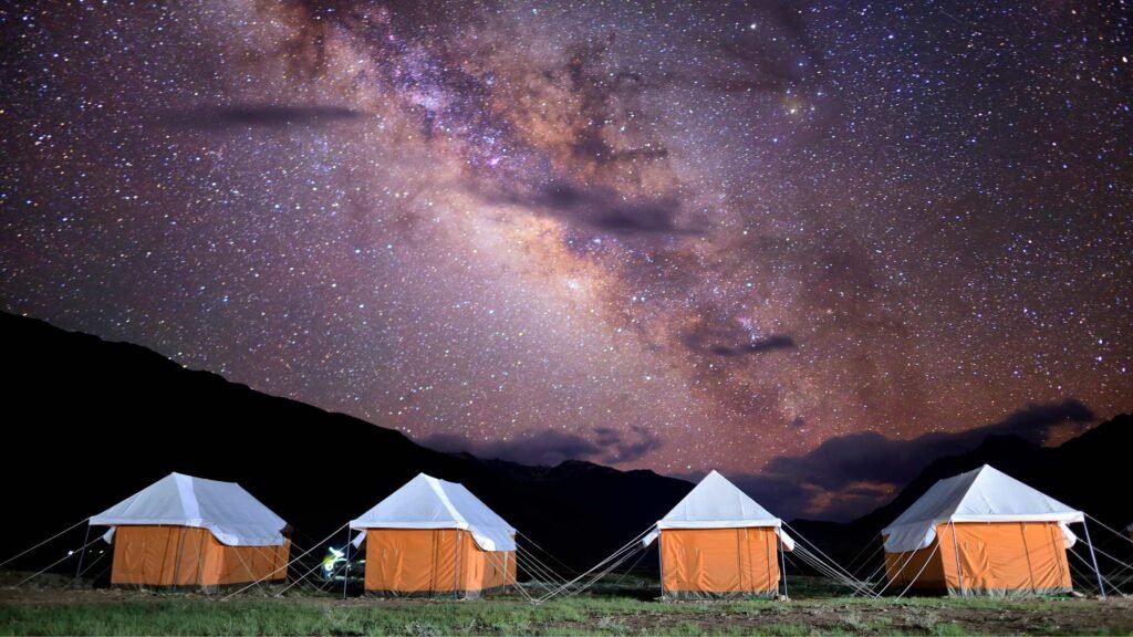 Chandratal Lake camping experience with beautiful views of the Himalayan landscape