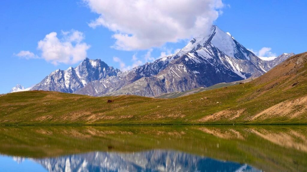 Panoramic mountain views from Hampta Pass at over 14,000 feet