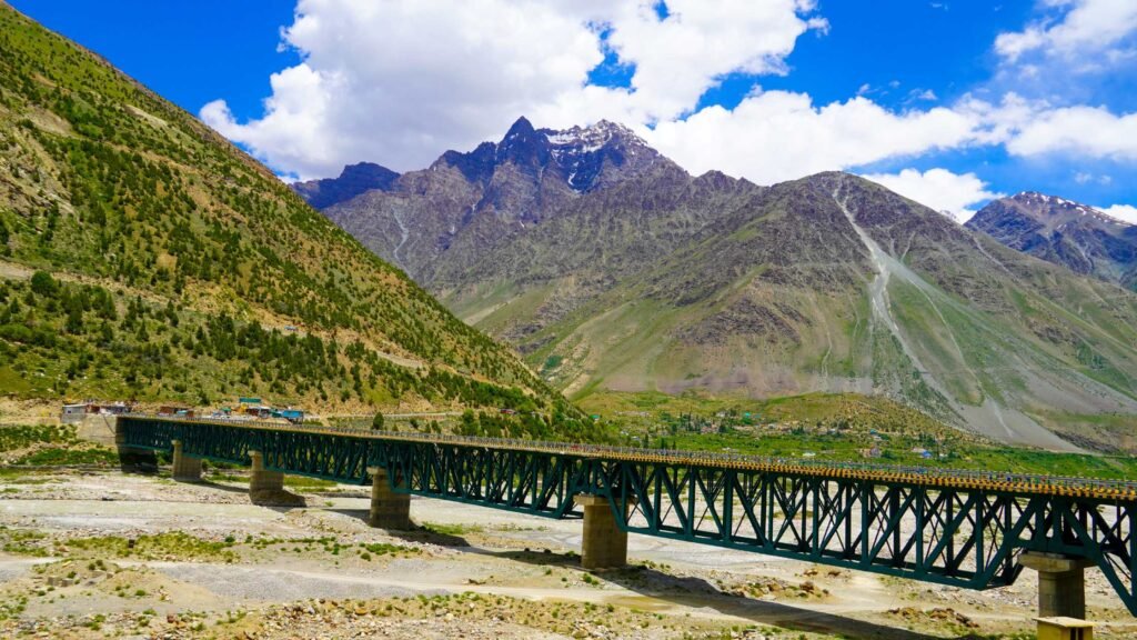 Sissu Bridge Manali over the Chandra River with stunning Himalayan mountain views