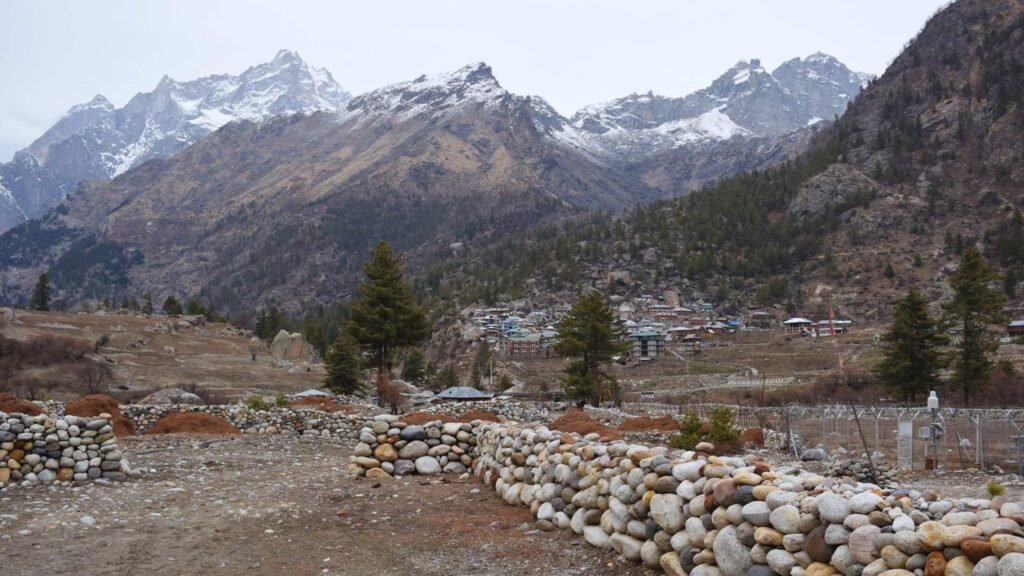 Rakchham Village surrounded by mountains in Kinnaur