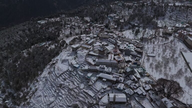 Kalpa Kinnaur Drone View in Snowy Winters
