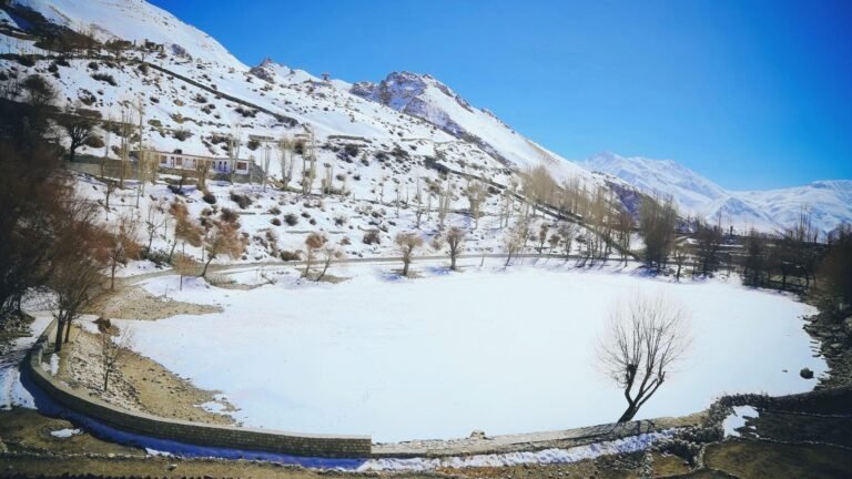 The frozen lake of Nako in Kinnaur in Winters