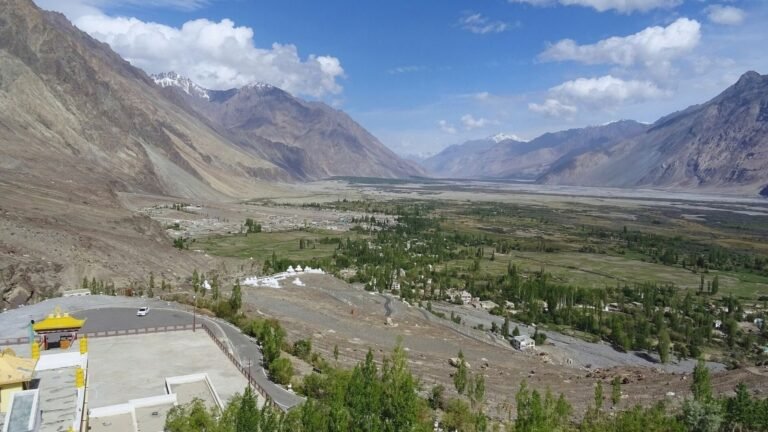 View from Diskit Monastery in the Nubra Valley of Leh Ladakh